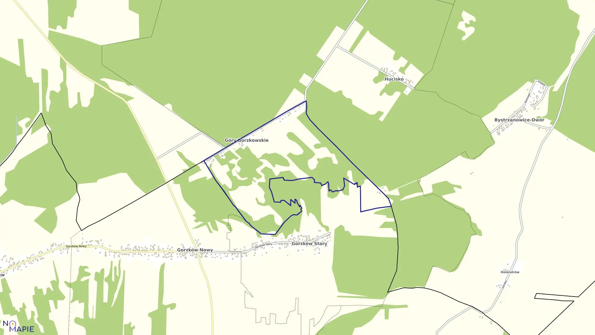 Mapa obrębu Góry Gorzkowskie w gminie Janów